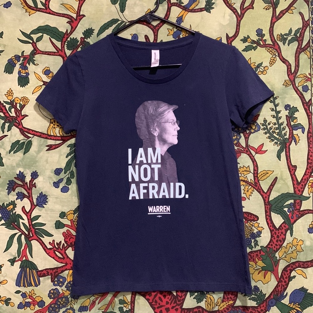 Elizabeth Warren I AM NOT AFRAID t-shirt, Navy Blue, size S